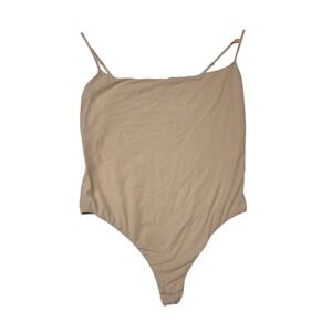 SKIMS Fits Everybody Cami Bodysuit Women XL Sand Thong Snap Closure Stretch